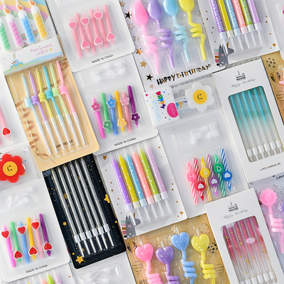 ins风抖音网红同款派对螺旋彩色生日蛋糕不规则曲线蜡烛镀金烛台