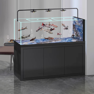 极窄吉罗缸水刀一体拉筋超白龙鱼缸无管件底滤南美缸客厅蝴蝶锦鲤