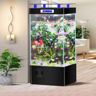 超白玻璃鱼缸客厅家用电视柜旁小型落地立式 金鱼缸水族箱2025新款