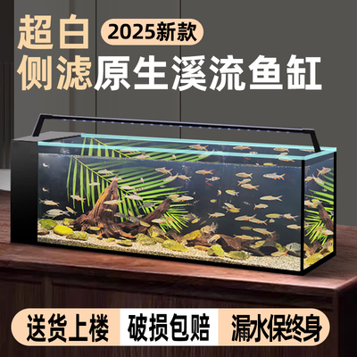 超白溪流缸鱼缸侧滤客厅南美缸