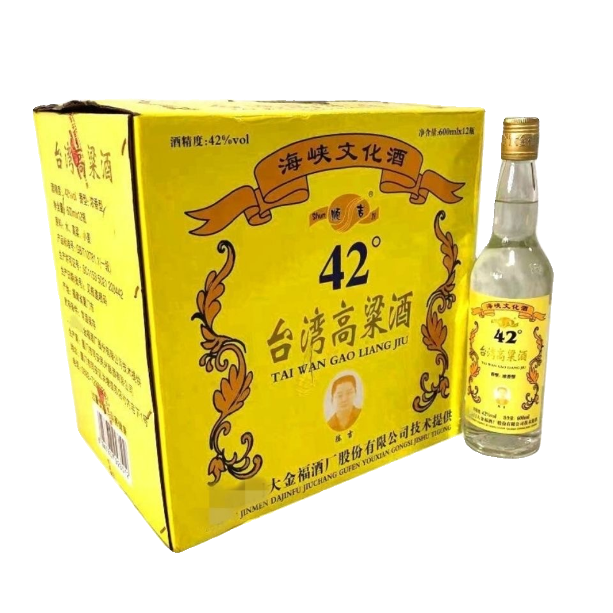 【一箱12瓶】顺吉台湾高粱酒整箱高度纯粮食白酒浓香42度600毫升