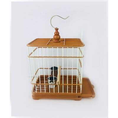 包邮塑钢塑料鸟笼蜡嘴笼方形鸟笼子洗澡笼带底盘外出携带笼包邮