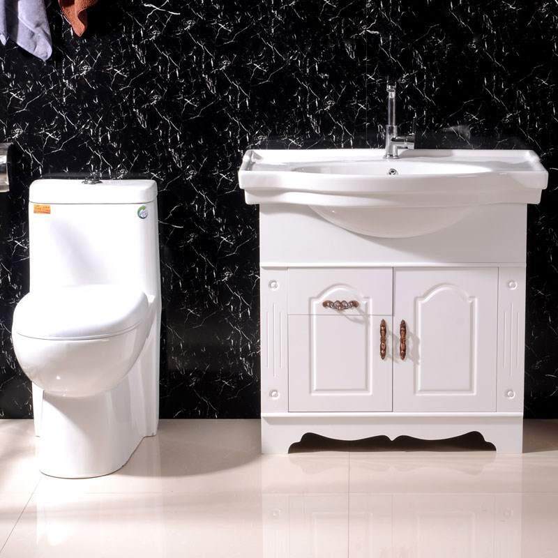 简约式洗手盆落地立柜脸盆防潮龙头梳洗浴室柜组合时尚柜式pvc