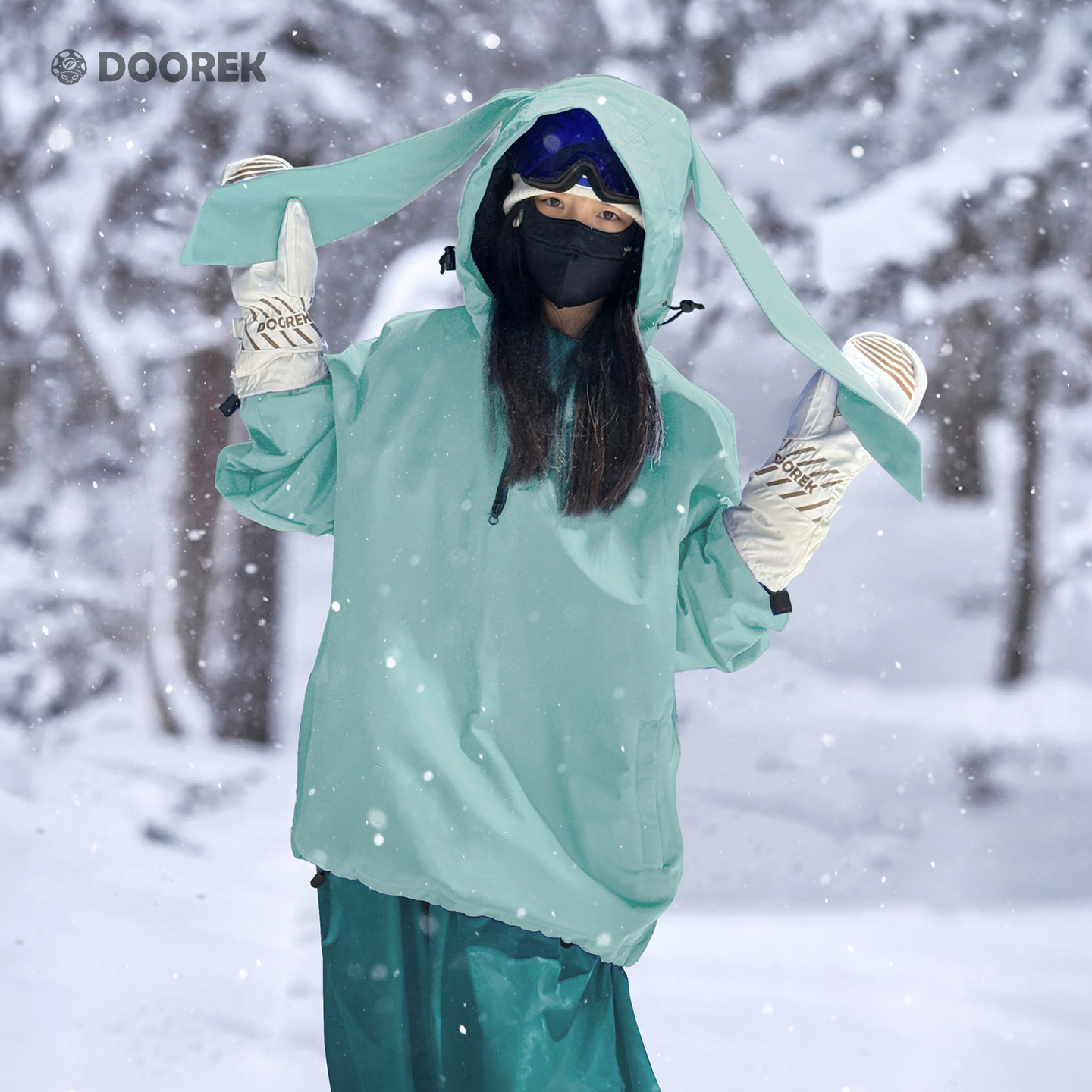 DOOREK新款兔耳滑雪服男女通用