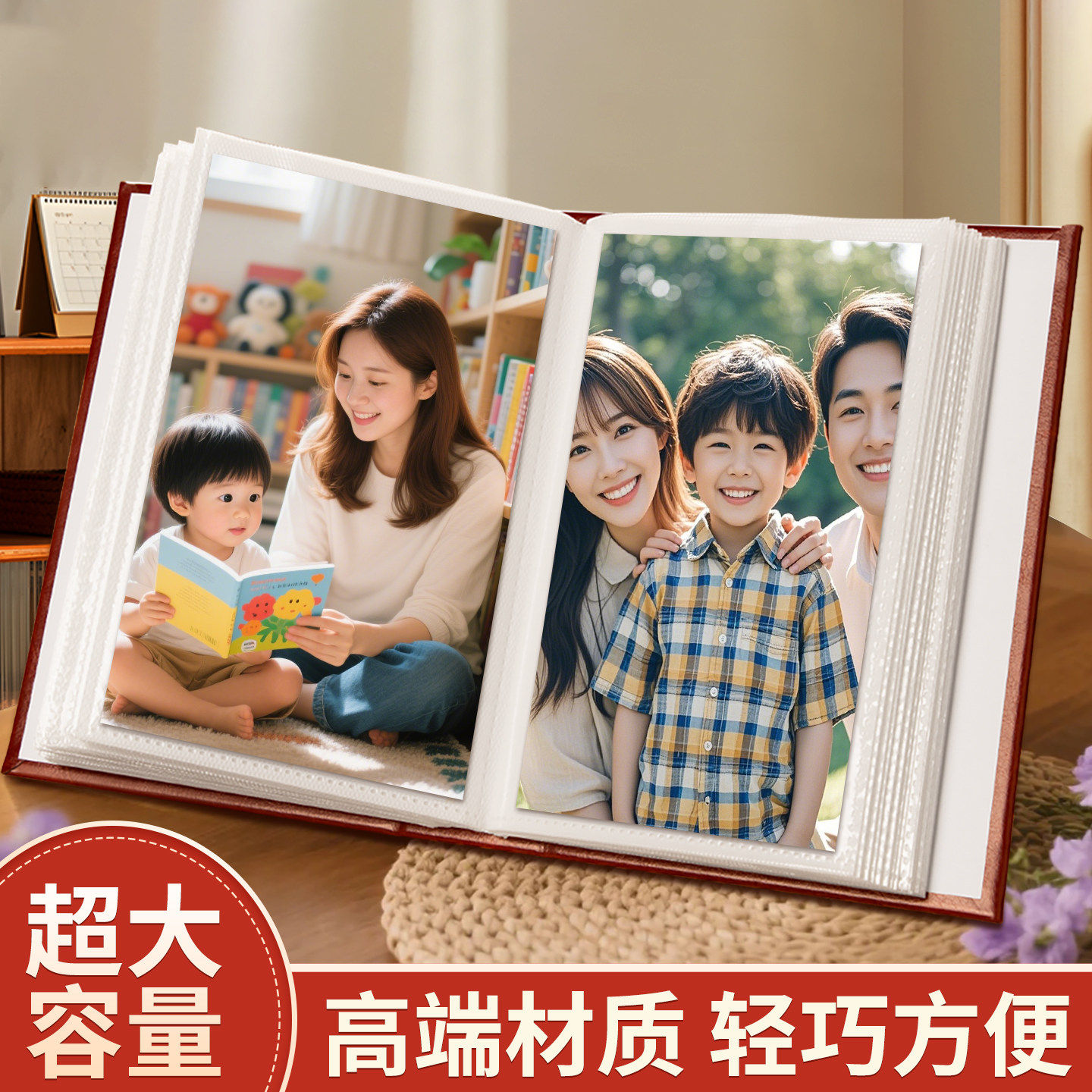 6寸皮质毕业相册本纪念册混合尺寸大容量家庭小影集插页式收纳本7