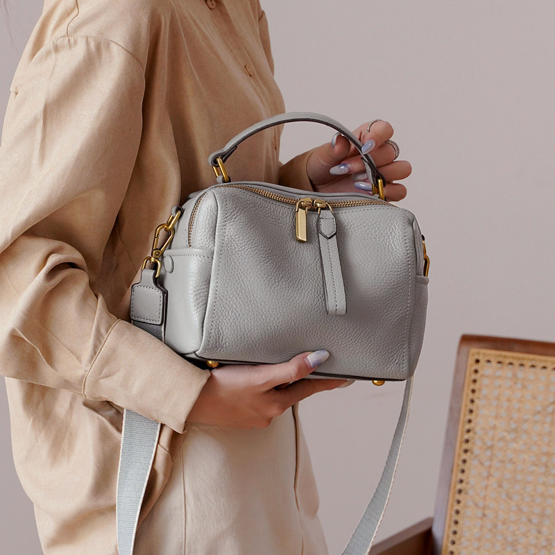 TUWIC/初薇真皮波士顿包包2020新款头层牛皮枕头包手提斜挎包女包