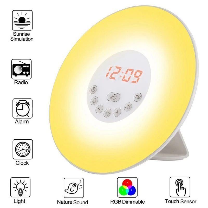 Wake Up Light Alarm Clock Sunrise/Sunset Simulation Luminous