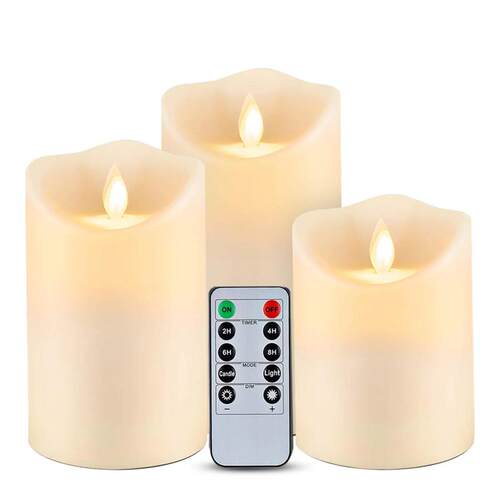 Flickering Flameless Candles Outdoor Indoor 3Pcs/Set Remote