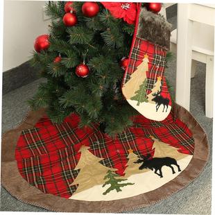 Christmas 105cm Round Carpet Red Plaid Christmas Tree Skirt