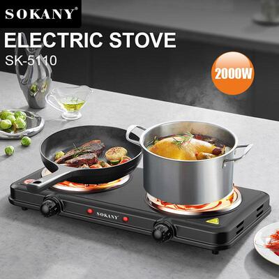跨贸SOKANY5110电炉可调温家用双锅电炉烹饪炉ELECTRIC STOVE