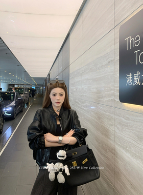 CHANGING REAL 夜幕流星 高级感短款立领黑色皮衣女夹克pu皮外套