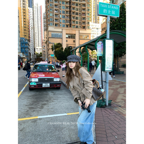 CHANGINGREAL收腰系带短款风衣