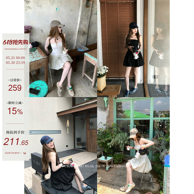 CHANGING REAL 初夏焦点 两色弹力抹胸拼接花苞裙显瘦无袖连衣裙