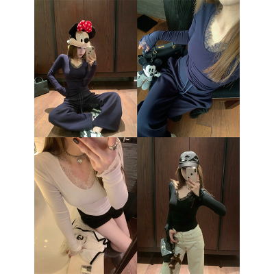 CHANGING REAL 贝克街窗边 三色蕾丝打底衫百搭小心机上衣内搭女