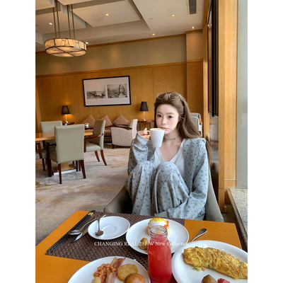 CHANGINGREAL碎花卫衣长裤套装