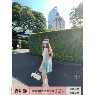 CHANGINGREALbaby蓝背心花苞裙