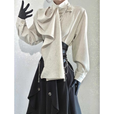 ROAE无性别高级感法式立领飘带