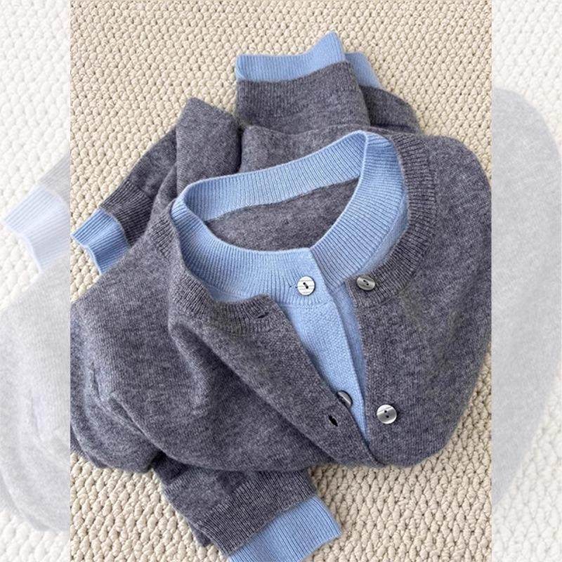 灰色假两件时尚洋气上衣开衫洋气独特别致女秋冬内搭打底针织外套,女装/女士精品,羊绒衫,淘宝优惠券,粉丝福利购,淘宝优惠卷