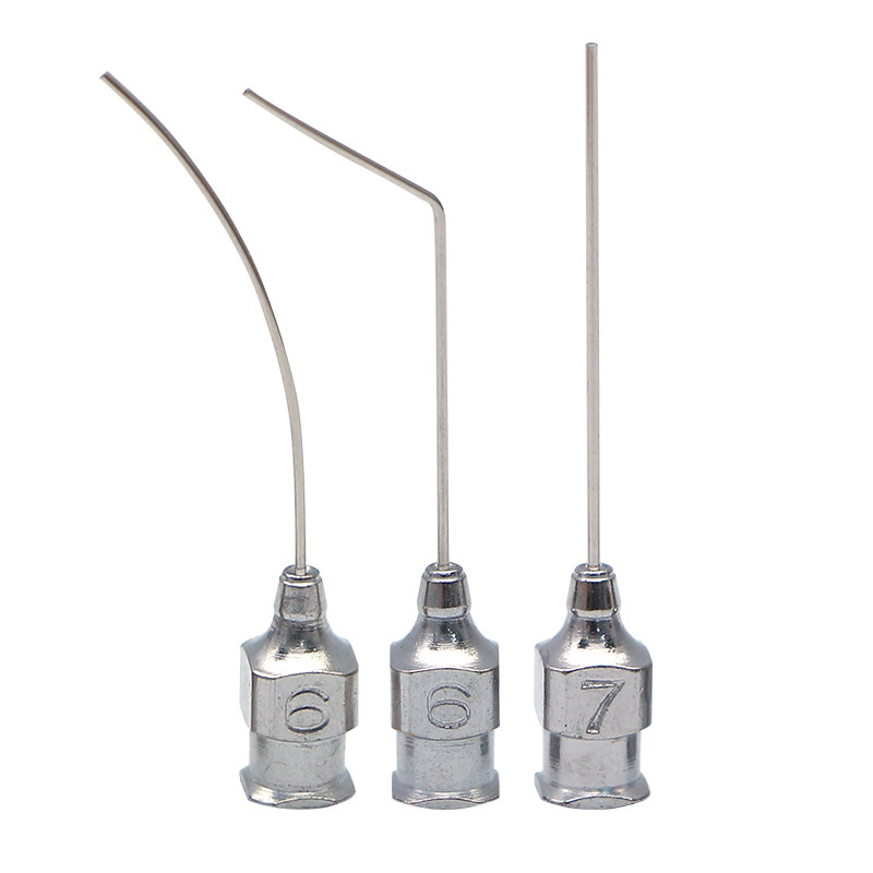 康普沃眼科器械医用不锈钢泪道冲洗针弧型角型直型牙科手术冲洗针