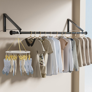 卫生间晾衣神器阳台隐形迷你小型折叠晾衣架伸缩晾衣杆简易挂衣架