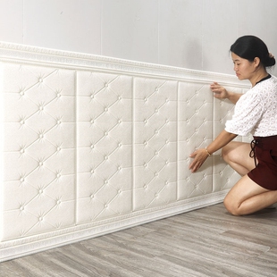 墙裙农村大炕围子墙软包防撞泡沫墙纸自粘防水防潮炕床墙围墙贴纸