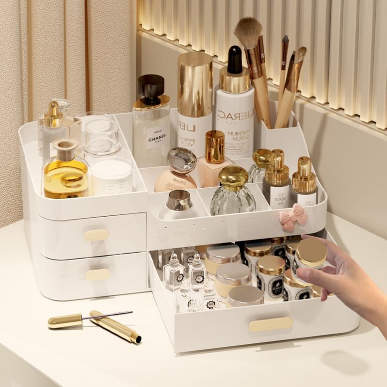 家用桌面化妆品收纳盒多功能首饰盒耳饰项链收纳盒学生文具置物架