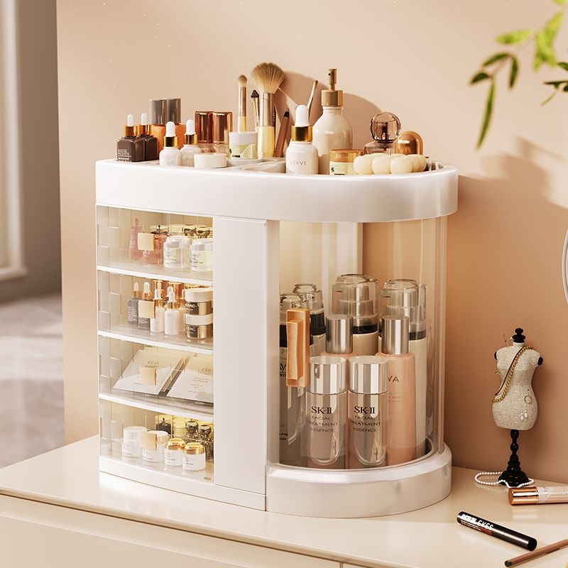 化妆品收纳盒桌面抽屉式透明防尘收纳盒高颜值口红面膜收纳架