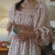 春秋甜美睡裙女款 纯棉碎花长袖 家居服刺绣甜美公主风睡衣可外穿春