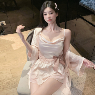 冰丝纯欲风吊带睡衣三件套女款 性感带胸垫高级感家居服夏 2026新款