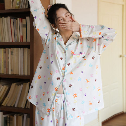 休闲碎花纯棉睡衣套装全棉家居服