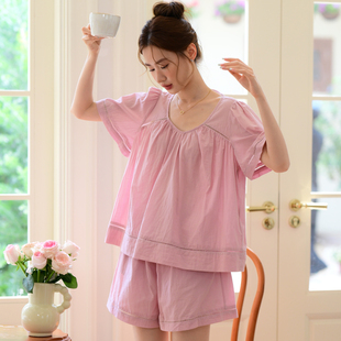 夏粉色纯棉睡衣女2025新款女款夏季大码短袖短裤套装少女家居服夏