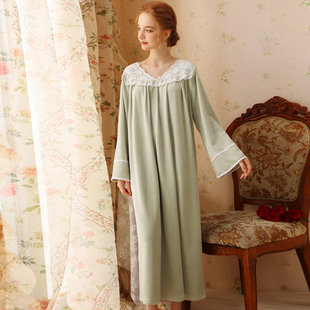 秋冬法式宫廷法兰绒睡裙长款女款冬季金丝绒睡衣女大码睡袍高级感