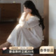 女士白色长袖 圆领宫廷风蕾丝全棉睡衣女2026新款 睡裙女款 纯棉春季