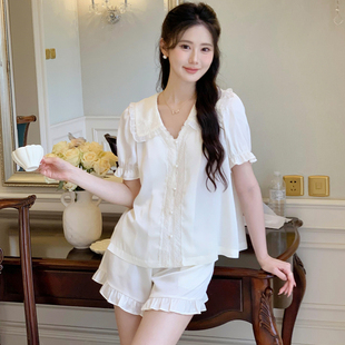 性感家居服套装 夏季 女款 夏 2025新款 冰丝睡衣女纯欲风短袖 法式 短裤