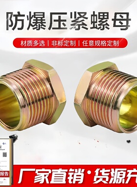 防爆压紧螺母G1/2碳钢镀锌压紧螺G3/4防爆箱通头并帽4分6分DN15