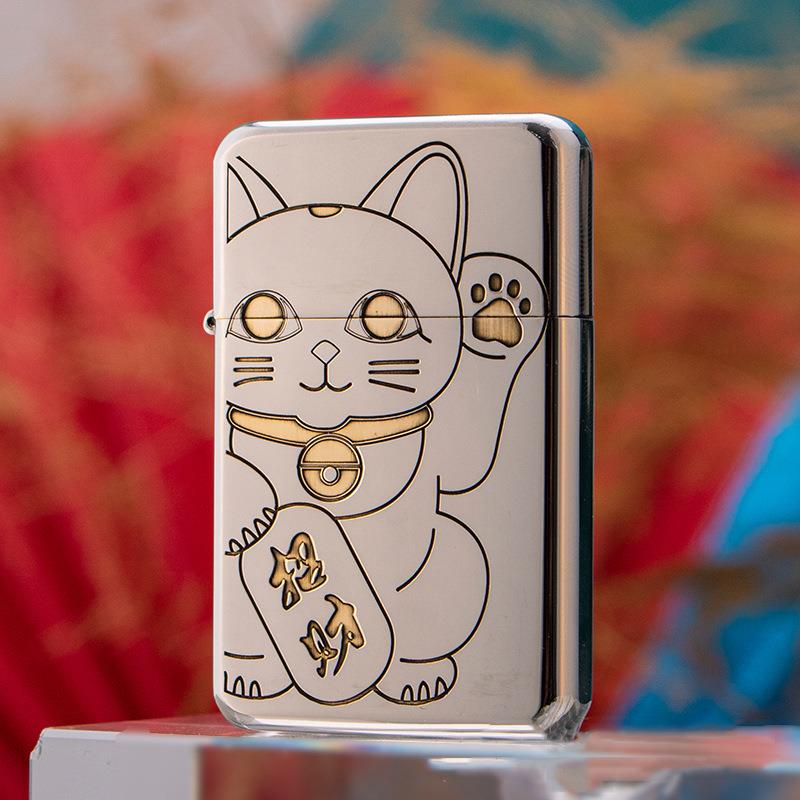 CF003招财猫纤巧煤油打火机薄款手感好便携耐用高档个性礼品