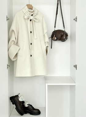 秋冬新绵羊毛新质感高级气质小个优雅纯色甜美时尚羊毛大衣HL151