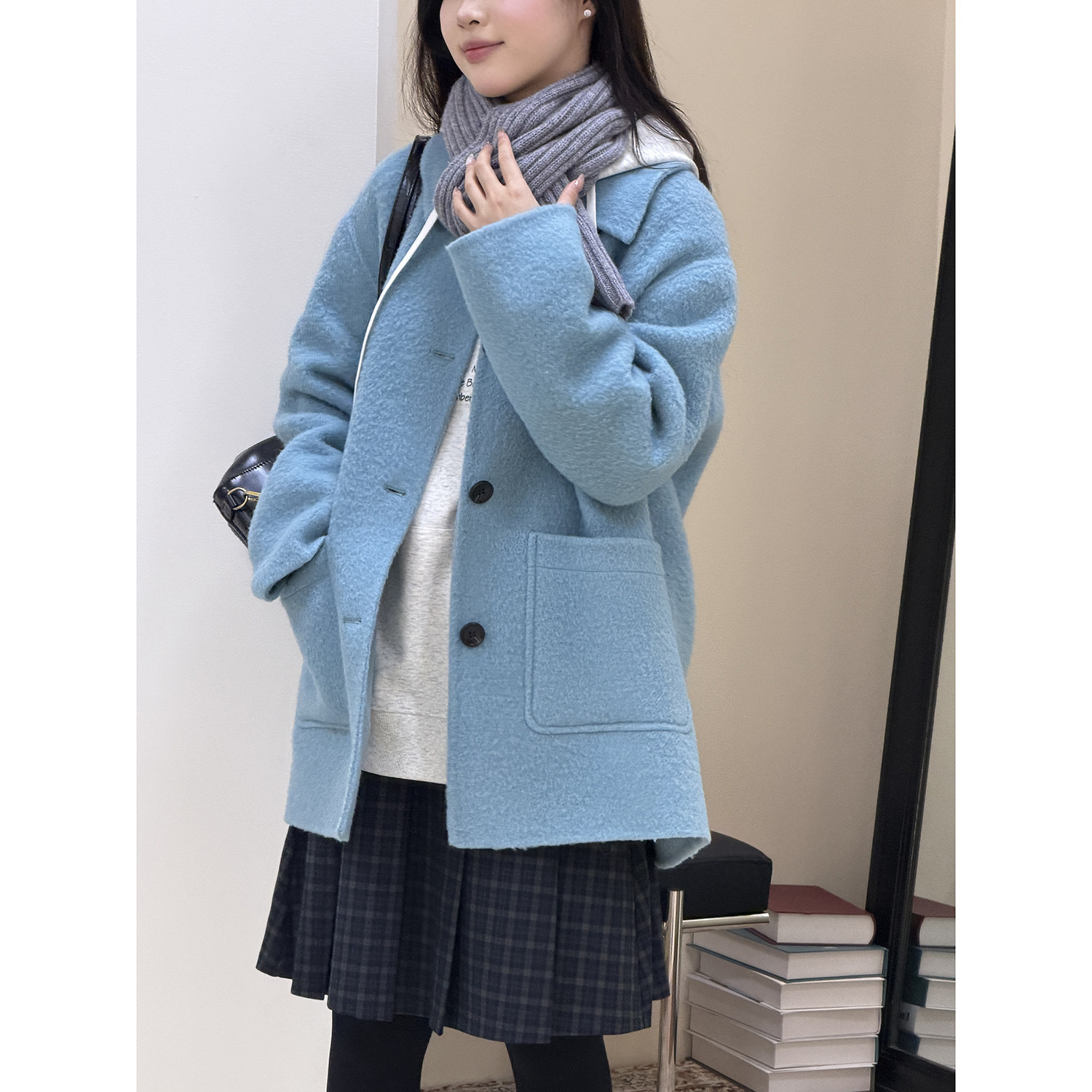 冬新温柔泰迪绒感女羊毛大衣羊驼毛外套中长款通勤百搭HL122-2