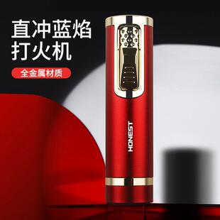 百城天渊雪茄打火机防风充气点烟器金属机身出火口伸缩蓝焰火机
