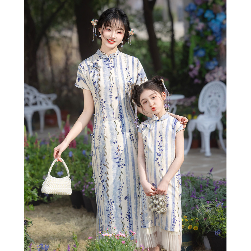 亲子旗袍母女装2025新款儿童中式改良旗袍礼服日常可穿透气连衣裙