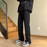 MC149-P40美式vibe裤子小众设计感纯休闲裤男高街排扣开叉微喇裤，男装休闲裤，星座1611A