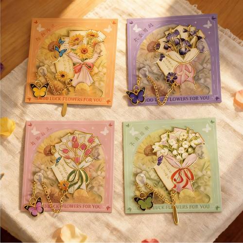 2026新款花束金属镂空书签高颜值小众高级感实用高档精致古典中国风学生书页夹礼品文创纪念品生日礼物送女生