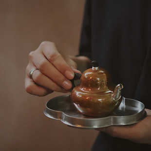 怦然心动·小泡壶纯手工锻打紫铜泡茶壶110CC 银嘴