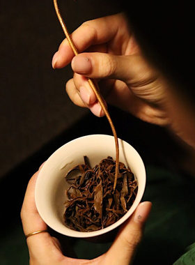 【荷叶田田】紫铜茶拨 纯手工锻打錾刻