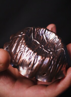 木兮堂紫铜茶漏底托 壶盖托茶台摆件 纯手工