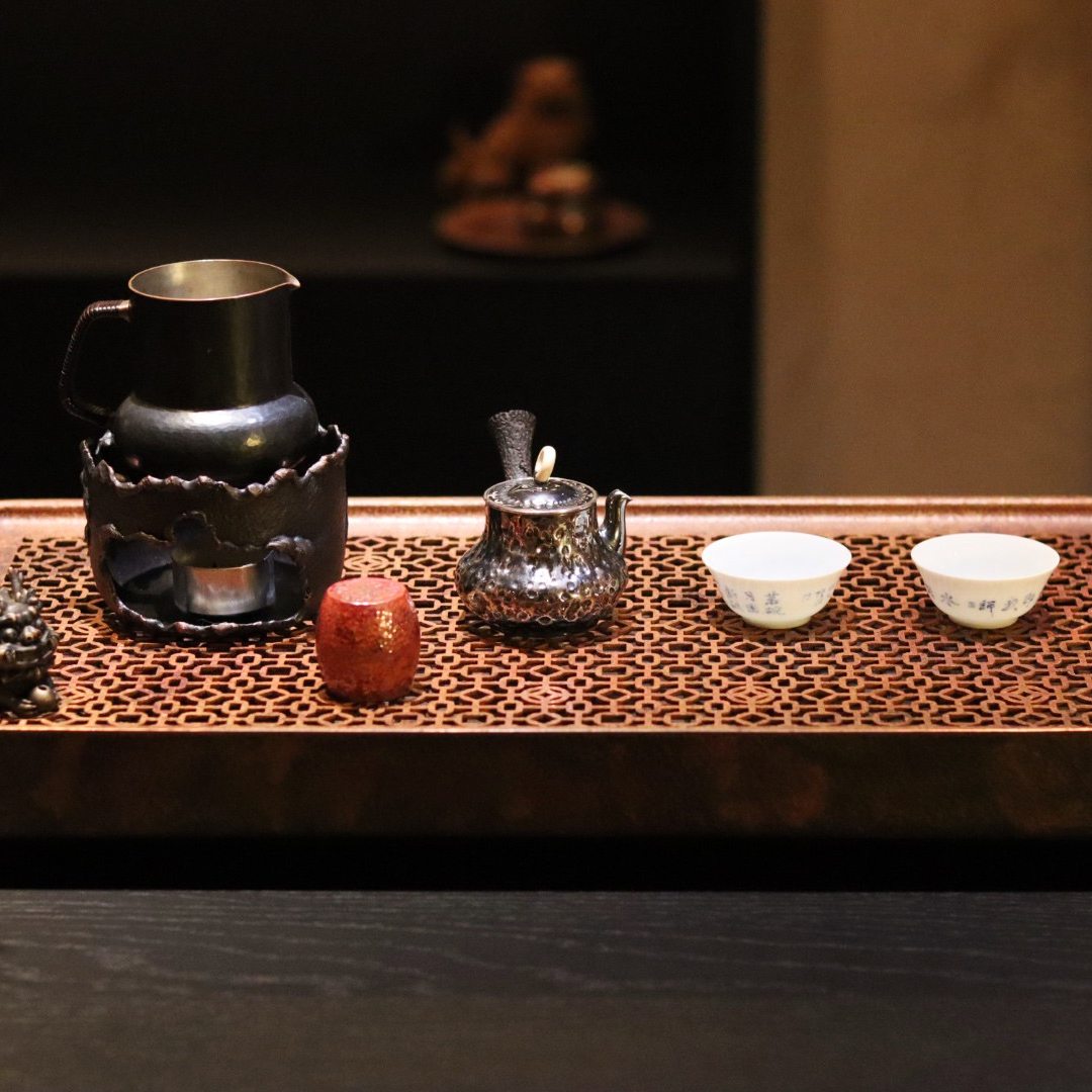 【原创】吉祥如意 · 苏式窗花紫铜加大茶台27x50x6cm