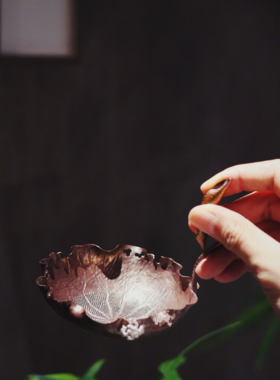 木兮堂手工锻打紫铜荷叶茶漏 功夫茶漏 茶滤网滤茶器茶茶道配件