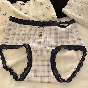 抑菌蕾丝边 三角裤 日系可爱纯棉内裤 痕中腰10A抑菌全棉裆女生裤