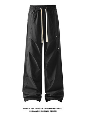 NICE LOOSE潮流新品青少年个性宽松大码休闲裤子美式打褶铆钉长裤