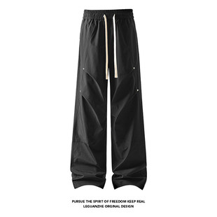 NICE LOOSE潮流新品青少年个性宽松大码休闲裤子美式打褶铆钉长裤